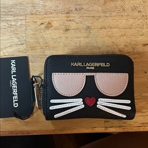 Karl Lagerfeld Black Wallet with Cat Design